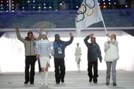 The Indian contingent marching under the Olympic flag at the Sochi Winter Olympics opening ceremony because of the IOA's suspension